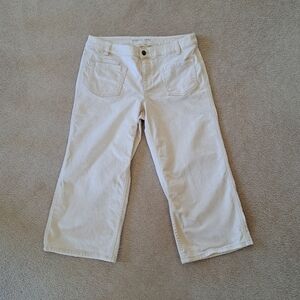 Liz Claiborne Wide Leg Jeans Women's Size 10 Cream Denim Cropped Capri Pant
